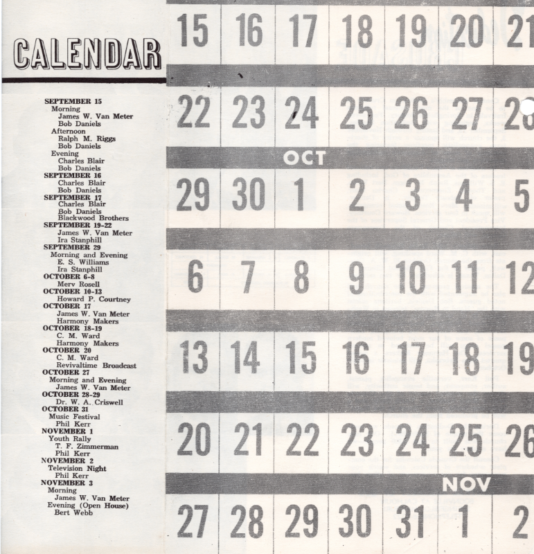 Page nineteen pullout: Dedication Crusade Calendar