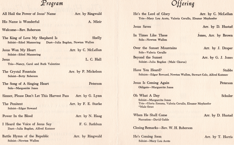 Program of songs