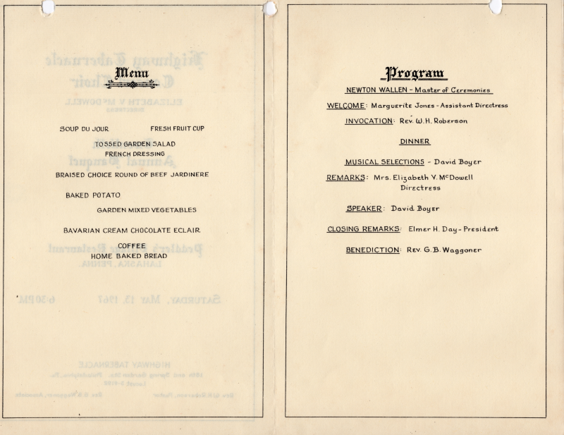 Menu, program