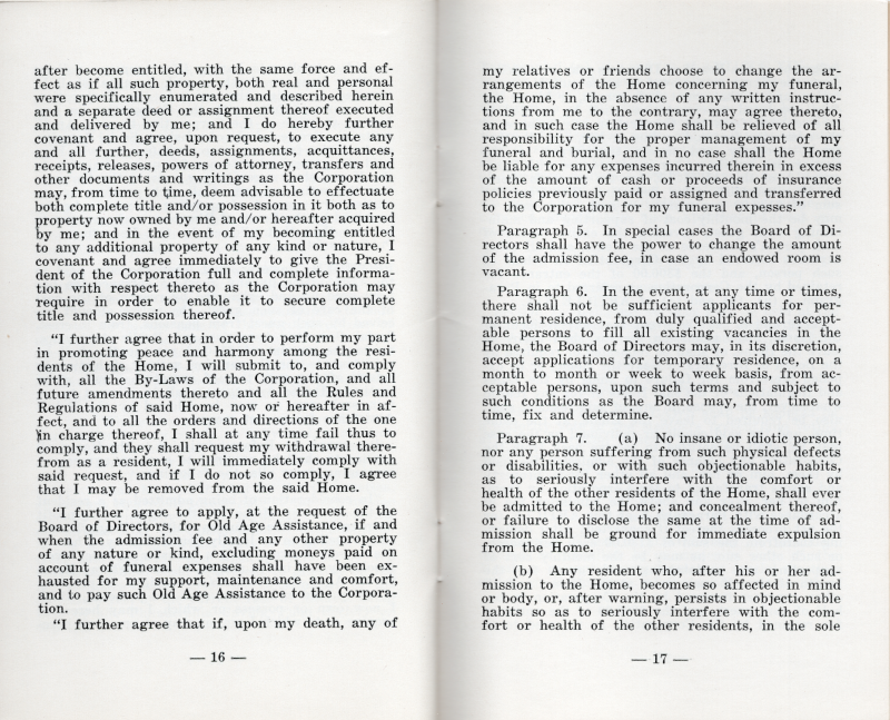 Article XIX: Admission to Home continued