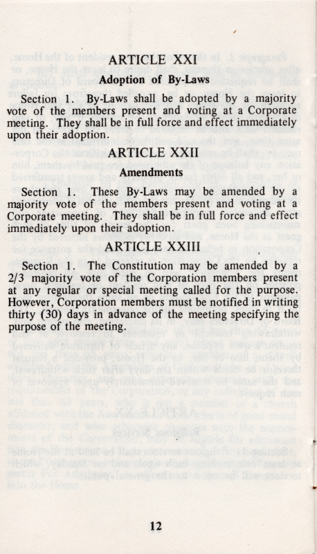 Article XXI: Adoption of By-Laws, Article XXII: Amendments, Article XXIII