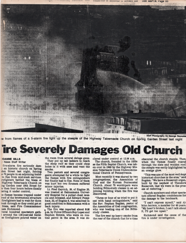 Article and image of the fire at Highway