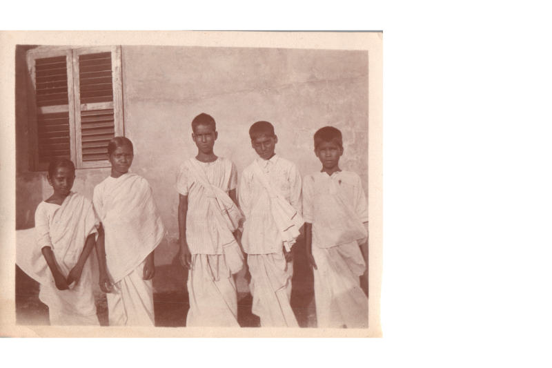 A portrait with the caption, "Some of the S. S. children that memorized six chapters. They have dressed up to have their picture taken. *Hindu girl"