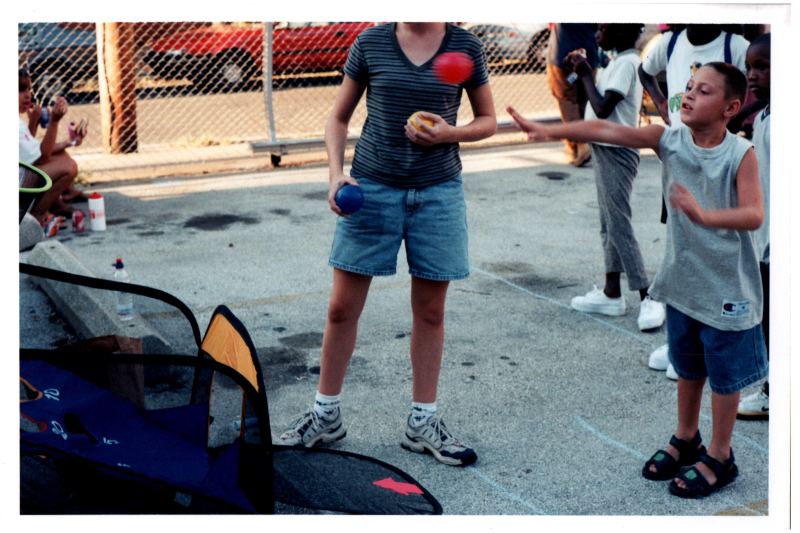 Children throw balls
