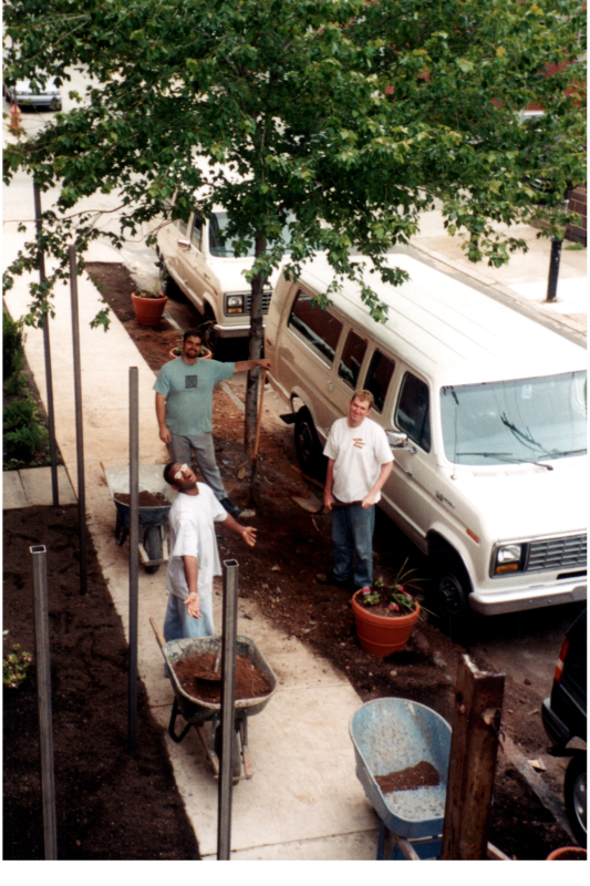 A group of men plant