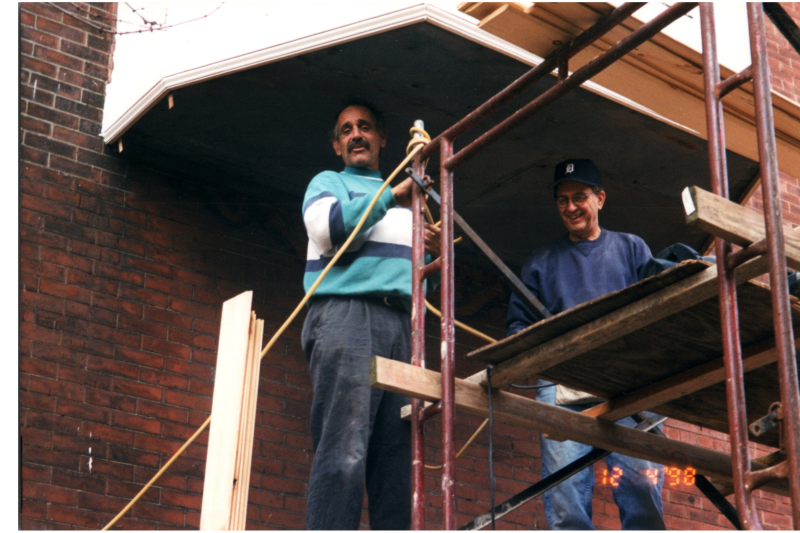 Exterior construction with Rev. Wegner