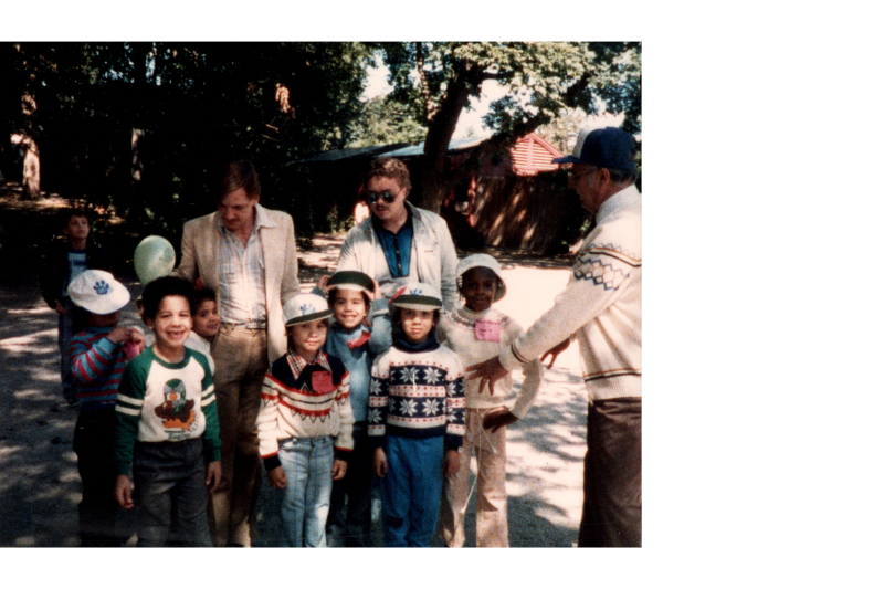 Children gather for a photo