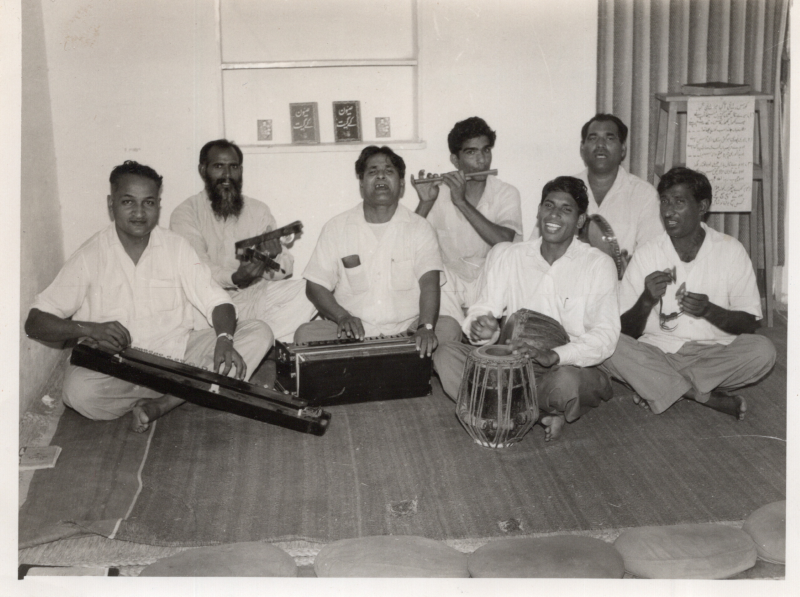 A picture from the Olsons captioned, "National workers of West Pakistan as they played so often for the services during Bible School days. 1963"