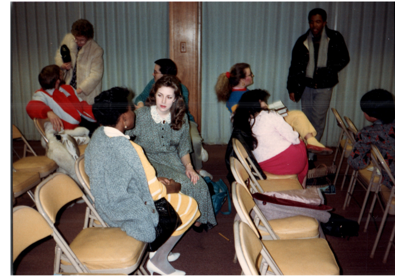 Congregants speak together