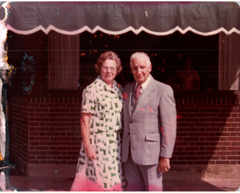 Rev. and Mrs. Roberson outside of a restaurant