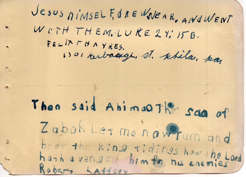 Scriptures written by Felix Hayres and Robert Lafferty
