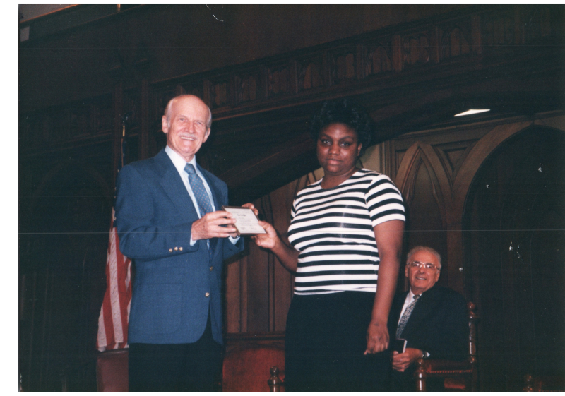 Chinese Home Missionary Robert Bolton presenting ICI certificate to Alisha Fleming