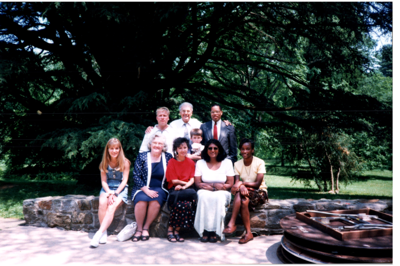 A group of congregants smile together