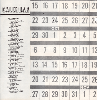 Page nineteen pullout: Dedication Crusade Calendar