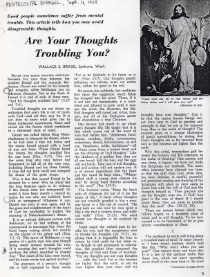 Copy of an article by Rev. Bragg about troubling thoughts
