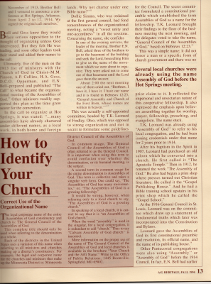 Article: "The Assemblies of God: 'A Good Name'"