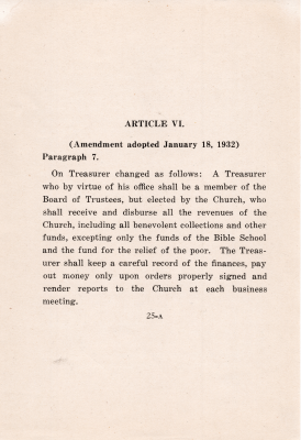Amendment of Manual: Article VI- Officers