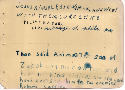 Scriptures written by Felix Hayres and Robert Lafferty